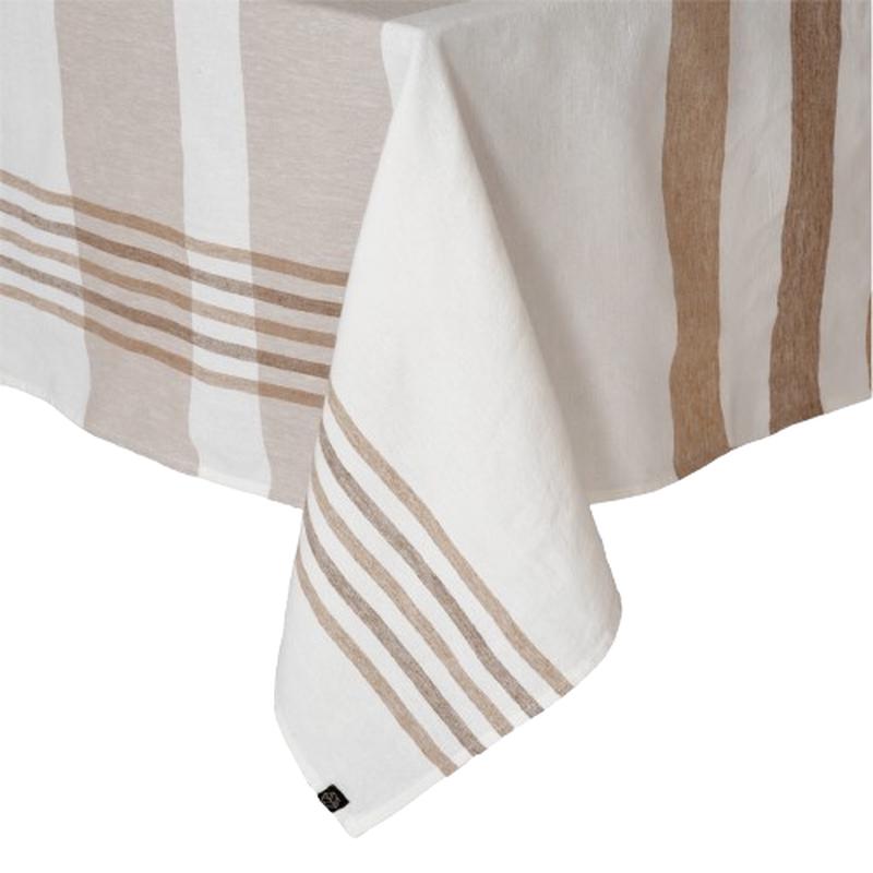 Aalborg Cotton Linen French Tablecloth, 63"x118", Tabac