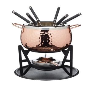 Artes Hand Finished Copper Effect Fondue Set