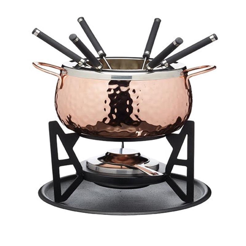 Artes Hand Finished Copper Effect Fondue Set