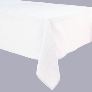 Granville French 100% Linen Tablecloth, White, 67"x118"