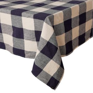 Palma Cotton Linen Tablecloth, Encre, 63"x118"