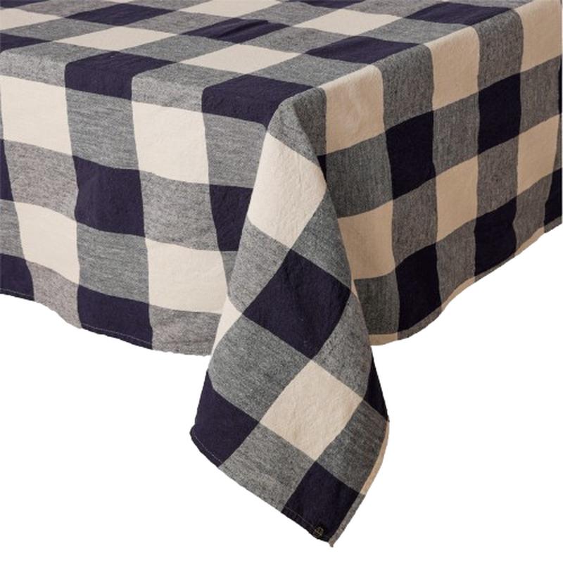 Palma Cotton Linen Tablecloth, Encre, 63"x98"