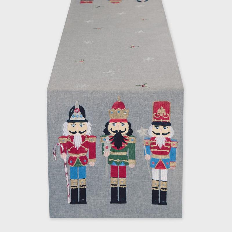 Holiday Nutcrackers Embroidered Table Runner