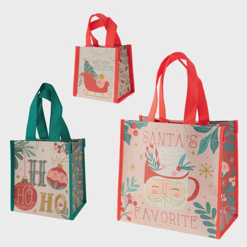 Holiday Recycled & Reusable Gift Bags, Pack of 3