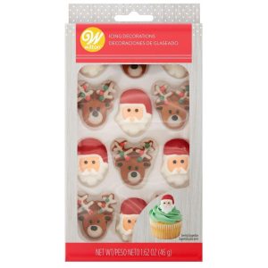 Santa & Reindeer Royal Icing Decorations, 12-Count