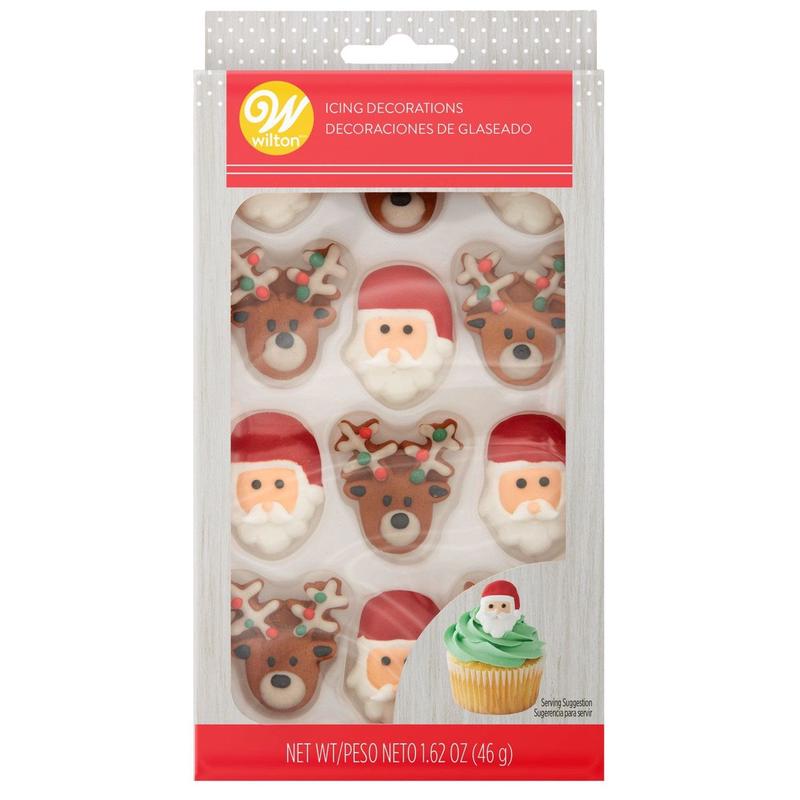 Santa & Reindeer Royal Icing Decorations, 12-Count