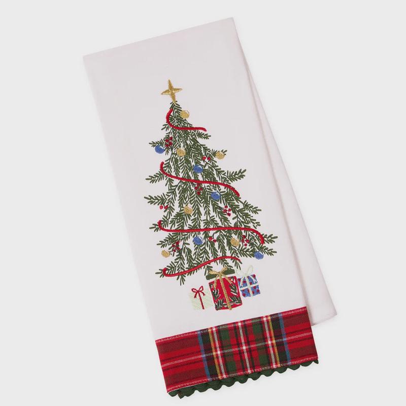 Trim the Tree Embellished Dishtowel