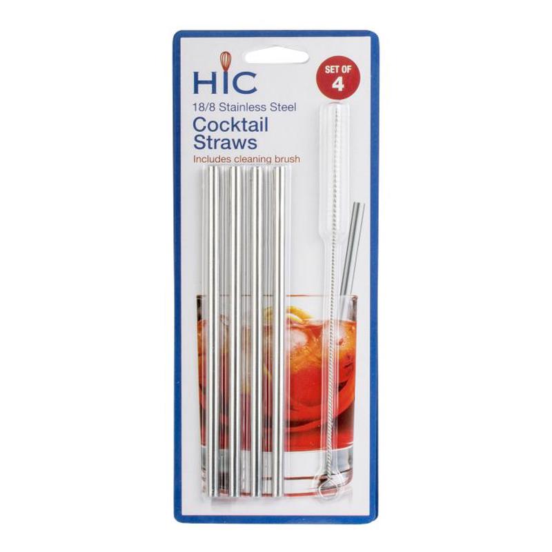 Stainless Steel Cocktail Straws, Set of 4