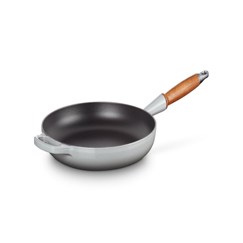 Cast Iron Fry Pan with Wooden Handle | Mist Grey