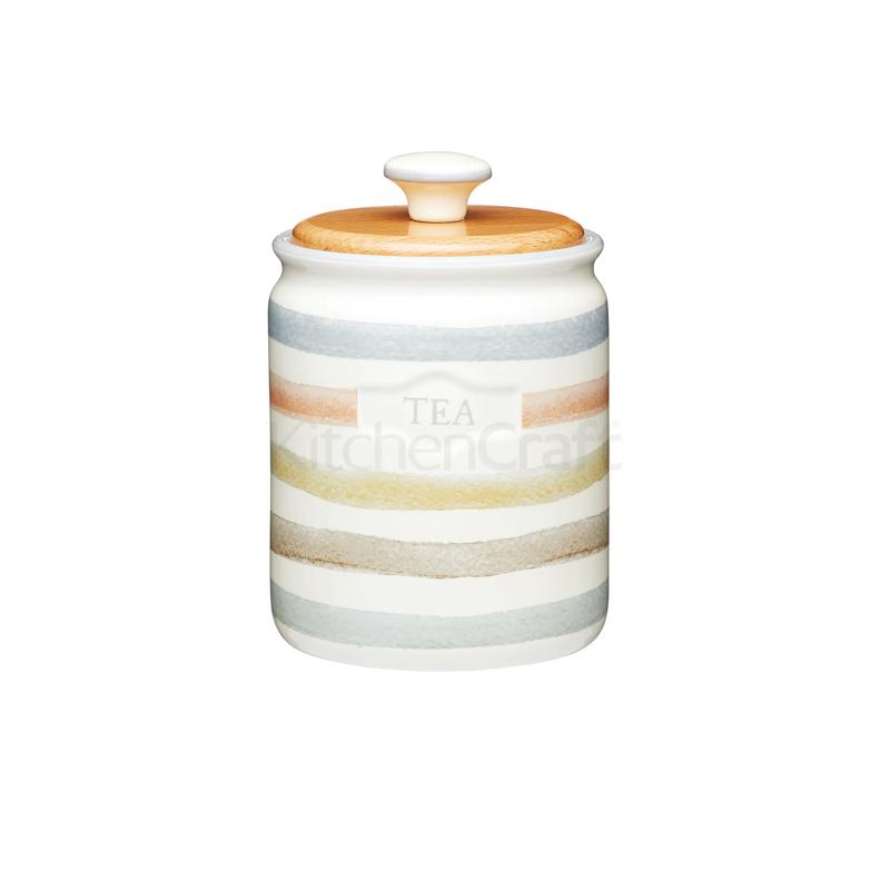 Classic Collection Striped Ceramic Tea Caddy