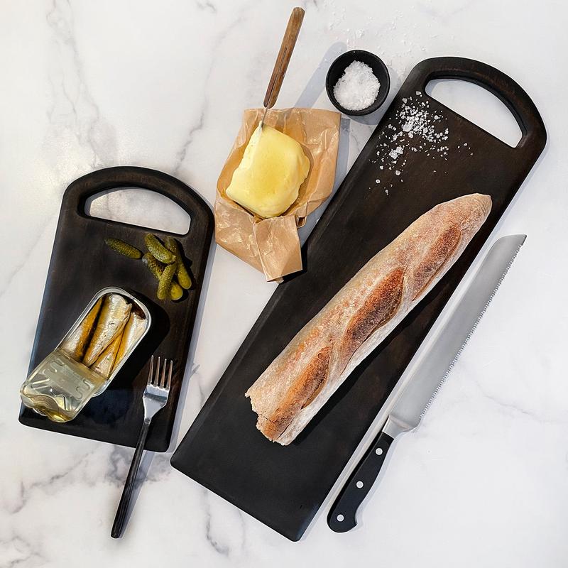 Ebonized Cherry Serving Board with Oval Handle