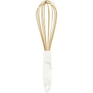 Large Gold Balloon Whisk with Marble Handle