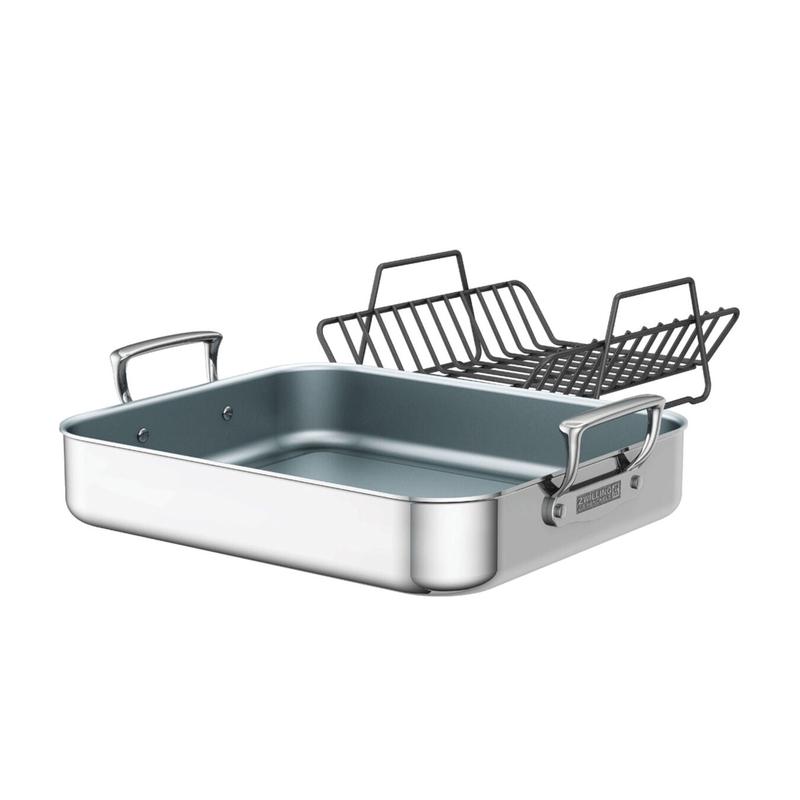 Polished Stainless Steel Ceramic Nonstick Roasting Pan