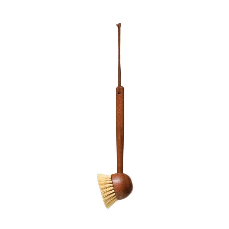 Beech Wood Brush with Handle and Leather Tie