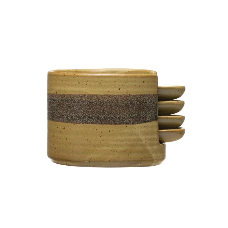 Brown Stoneware Tapas Plate and Holder | Set of 5