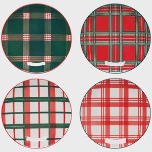 Holiday Plaid Appetizer Plates | Set of 4