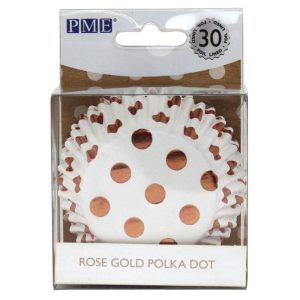 Standard Metallic Rose Gold Polka Dot Baking Cups | 30-pack