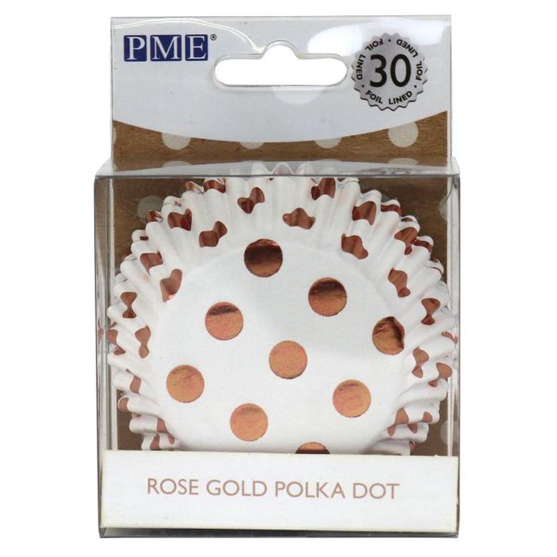 Standard Metallic Rose Gold Polka Dot Baking Cups | 30-pack