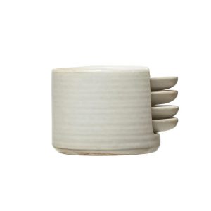 White Stoneware Tapas Plate and Holder | Set of 5