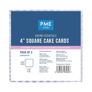 Baking Essentials Square Cake Card, Set of 3 (4"x4")