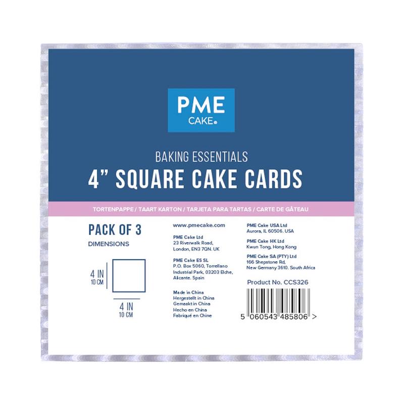 Baking Essentials Square Cake Card, Set of 3 (4"x4")