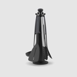 Elevate 6-piece Grey Utensils Carousel Set with Tongs