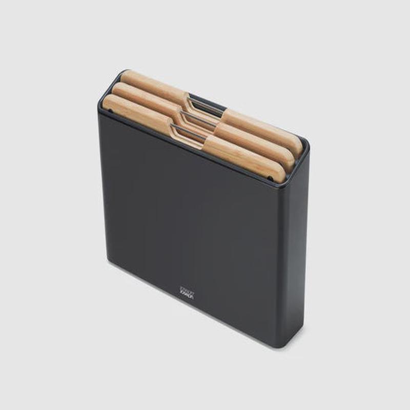 Folio Steel 3-Piece Bamboo Chopping Board Set With Black Stainless-Steel Case