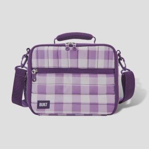 Kid's Puffer Lunch Box, Purple Gingham