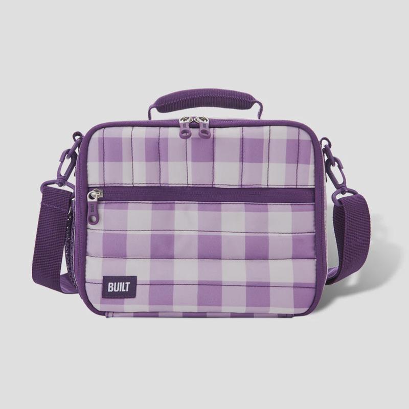 Kid's Puffer Lunch Box, Purple Gingham