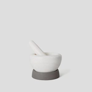 Marble Mortar & Pestle with Silicone Holder