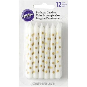 Gold Polka Dot Candles, Pack of 12