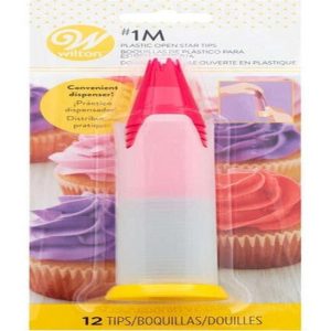 Pop-Up Piping Tip Dispenser with 12 Disposable Piping Tips, Tip 1M