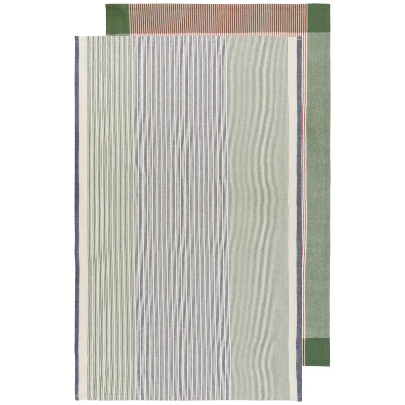 Jade Green Array Stripe Dishtowel | Set of 2