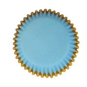 Standard Gold Trimmed Blue Baking Cups | 30-pack