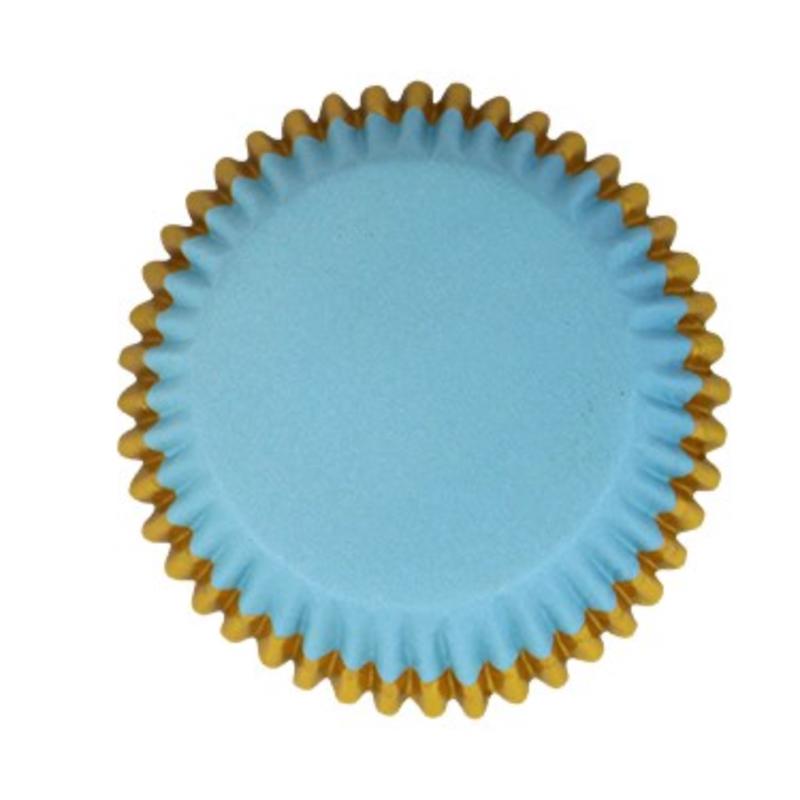 Standard Gold Trimmed Blue Baking Cups | 30-pack