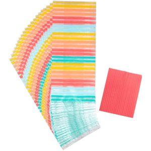 Yellow, Orange, Red and Blue Striped Treat Bags and Ties | 20-Count