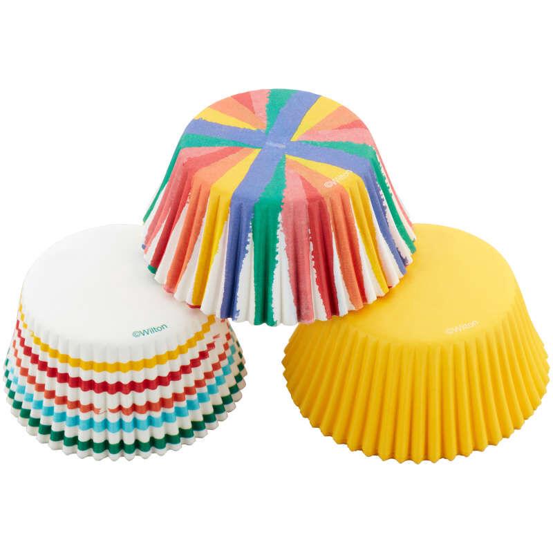 Rainbow, Striped and Yellow Standard Baking Cups, 75-Count
