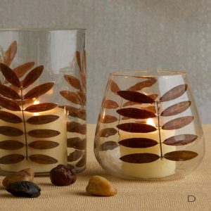 Rounded Glass Leaf Lantern