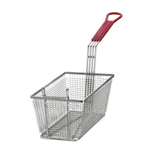 Rectangular Fry Basket With Red Vinyl Handle