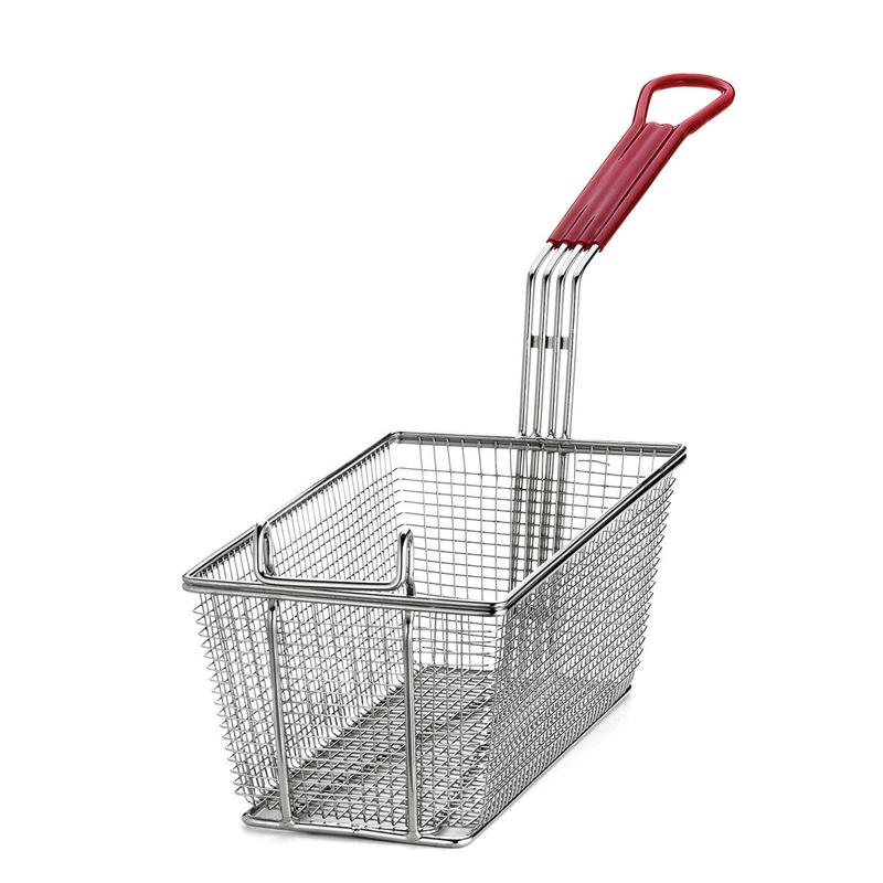 Rectangular Fry Basket With Red Vinyl Handle