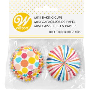 Wilton Polka Dot and Stripes Mini Baking Cups, 100-Count