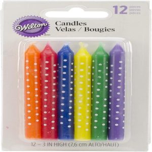 Wilton Polka Dot Multicolor Candles | Pack of 12