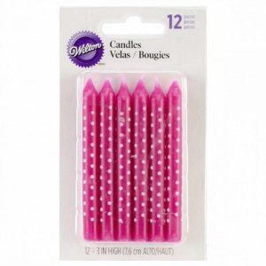 Wilton Polka Dot Pink Candles | Pack of 12