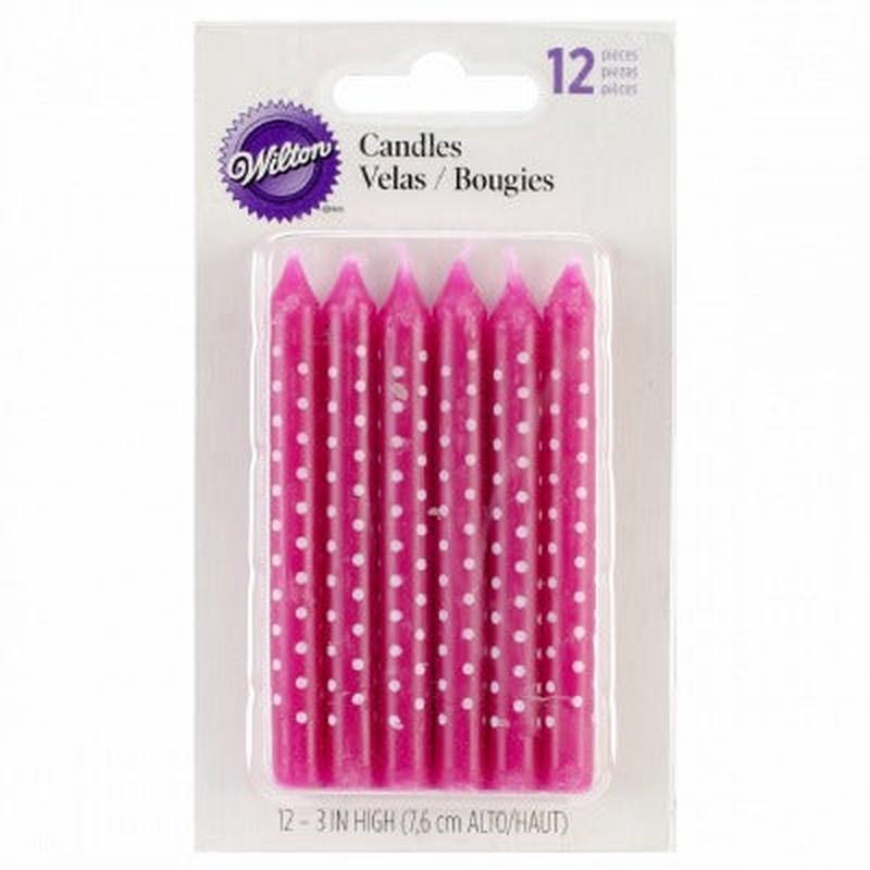 Wilton Polka Dot Pink Candles | Pack of 12