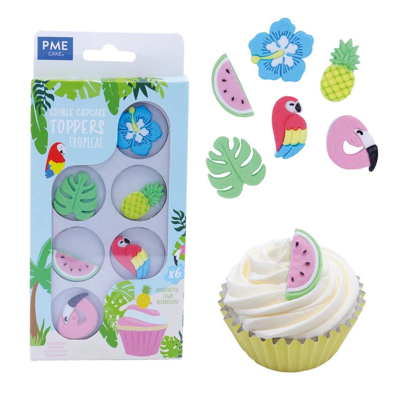 Edible Cupcake Toppers, Tropical | Pack of 6