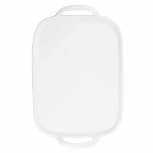 Faux Cast Iron Rectangular 20" White Serving Tray