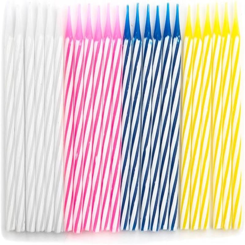 Striped Birthday Candles, Pack of 24