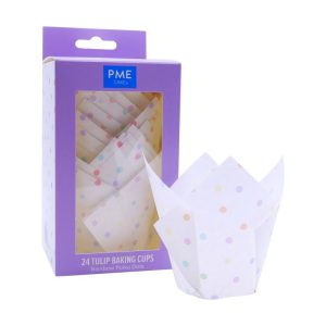 Tulip Muffin Cases, Rainbow Polka Dots | Pack of 24