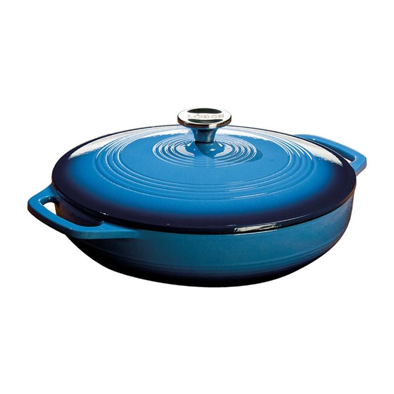 Enamel Cast Iron Covered Casserole, Caribbean Blue