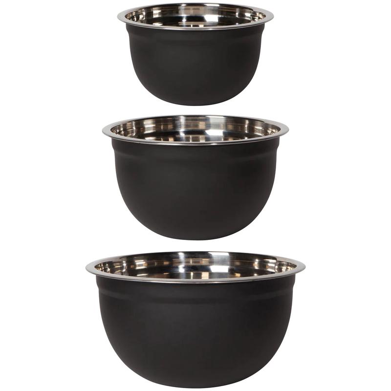 Matte Mixing Bowls, Set of 3 | Black